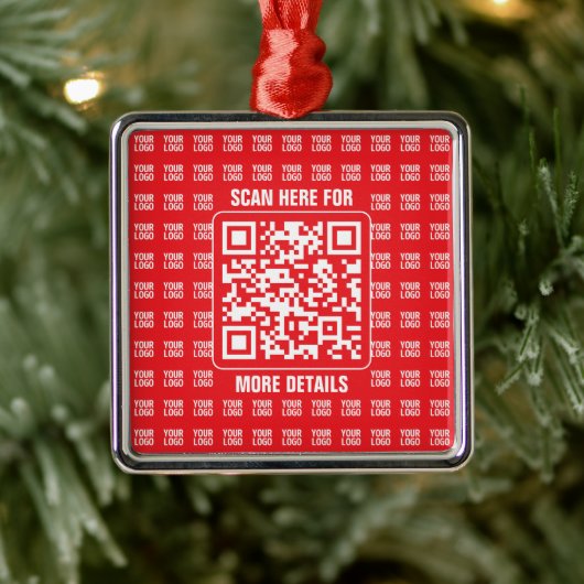 Promotionele QR-code (bewerkbaar) met Logo Pattern Metalen Ornament (Boom)