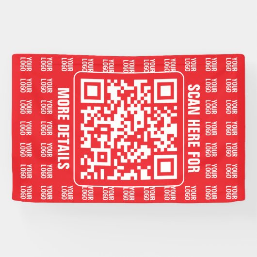 Promotionele QR-code (bewerkbaar) met Logo Pattern Spandoek (Horizontaal)