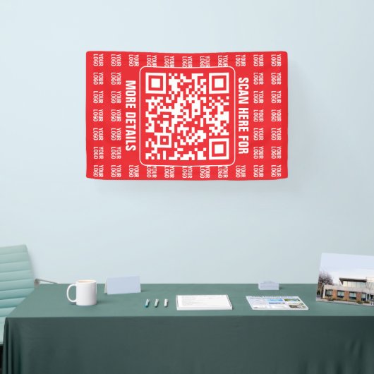 Promotionele QR-code (bewerkbaar) met Logo Pattern Spandoek (Beurs)