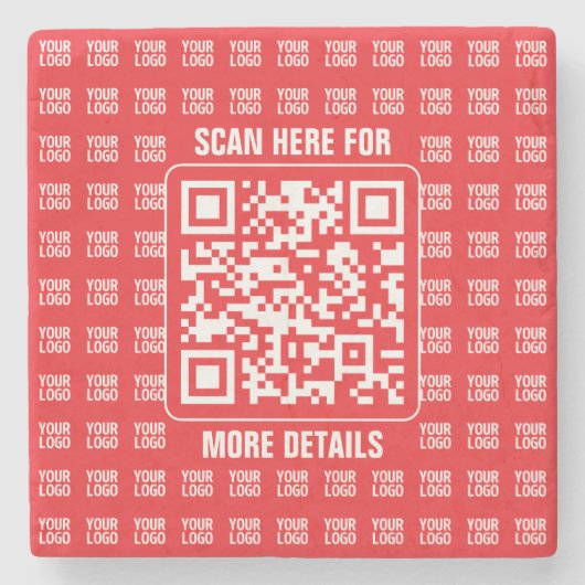 Promotionele QR-code (bewerkbaar) met Logo Pattern Stenen Onderzetter (Voorkant)
