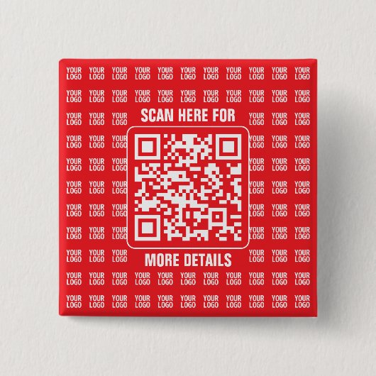 Promotionele QR-code (bewerkbaar) met Logo Pattern Vierkante Button 5,1 Cm (Voorkant)