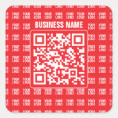 Promotionele QR-code (bewerkbaar) met Logo Pattern Vierkante Sticker (Voorkant)