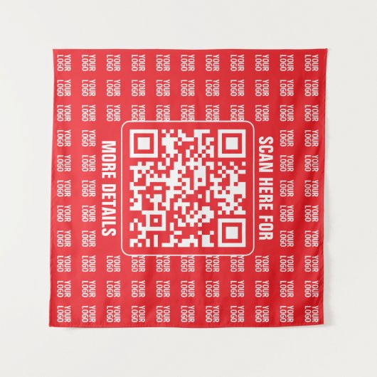 Promotionele QR-code (bewerkbaar) met Logo Pattern Wandkleed (Voorkant (horizontaal))