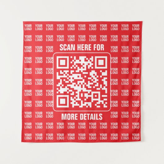 Promotionele QR-code (bewerkbaar) met Logo Pattern Wandkleed (Voorkant)