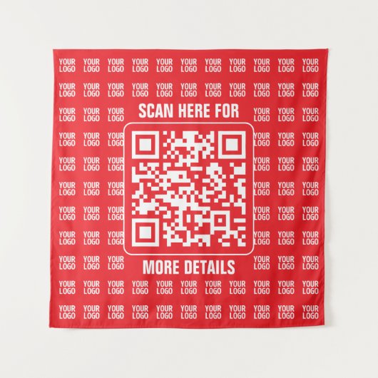 Promotionele QR-code (bewerkbaar) met Logo Pattern Wandkleed (Voorkant)