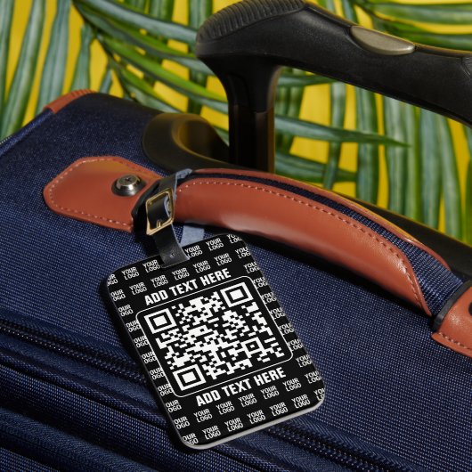Promotionele QR-code (bewerkbaar) plus logo-patroo Bagagelabel (Voorkant Insitu 1)