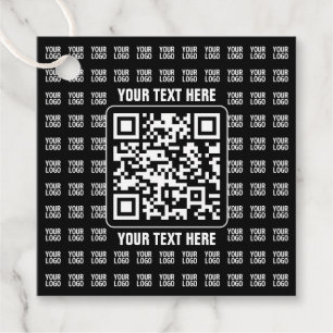 Promotionele QR-code (bewerkbaar) plus logo-patroo Bedankjes Labels