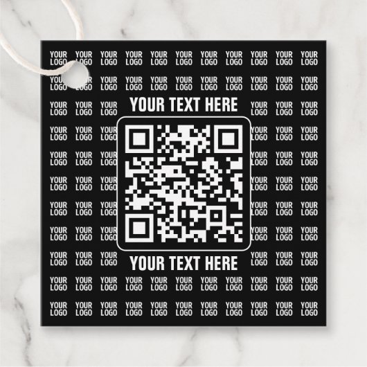 Promotionele QR-code (bewerkbaar) plus logo-patroo Bedankjes Labels (Voorkant)