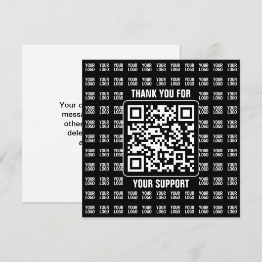Promotionele QR-code (bewerkbaar) plus logo-patroo Bedankkaart (Voorkant / Achterkant)