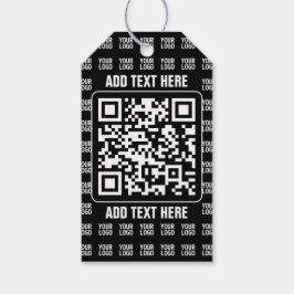 Promotionele QR-code (bewerkbaar) plus logo-patroo Cadeaulabel