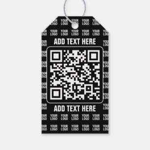 Promotionele QR-code (bewerkbaar) plus logo-patroo Cadeaulabel