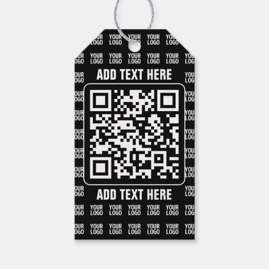 Promotionele QR-code (bewerkbaar) plus logo-patroo Cadeaulabel (Voorkant)