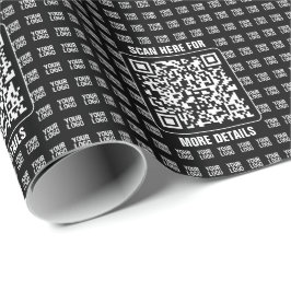 Promotionele QR-code (bewerkbaar) plus logo-patroo Cadeaupapier