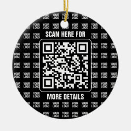 Promotionele QR-code (bewerkbaar) plus logo-patroo Keramisch Ornament