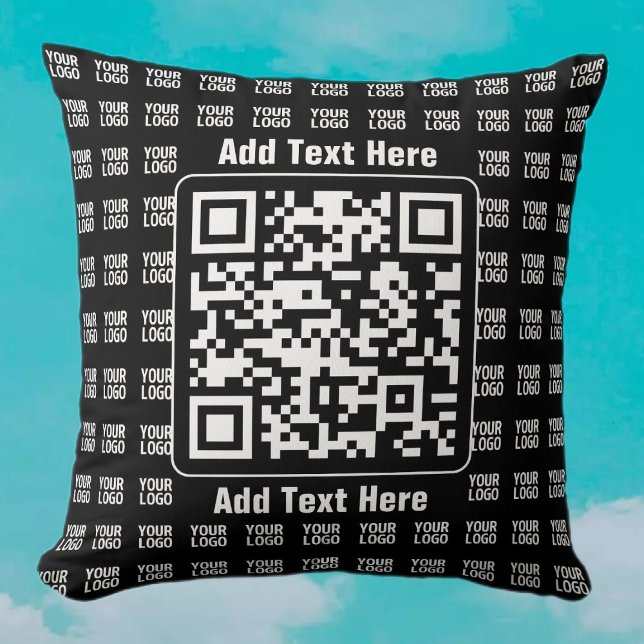 Promotionele QR-code (bewerkbaar) plus logo-patroo Kussen (Creator heeft geüpload)