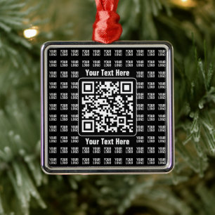 Promotionele QR-code (bewerkbaar) plus logo-patroo Metalen Ornament