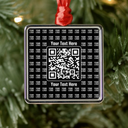 Promotionele QR-code (bewerkbaar) plus logo-patroo Metalen Ornament (Boom)