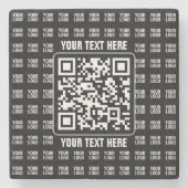 Promotionele QR-code (bewerkbaar) plus logo-patroo Stenen Onderzetter (Voorkant)