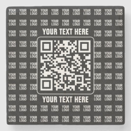 Promotionele QR-code (bewerkbaar) plus logo-patroo Stenen Onderzetter