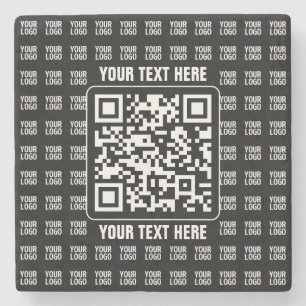 Promotionele QR-code (bewerkbaar) plus logo-patroo Stenen Onderzetter