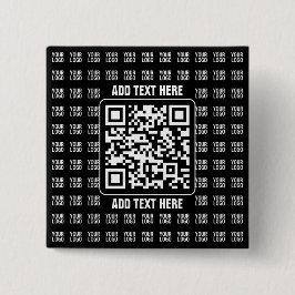 Promotionele QR-code (bewerkbaar) plus logo-patroo Vierkante Button 5,1 Cm