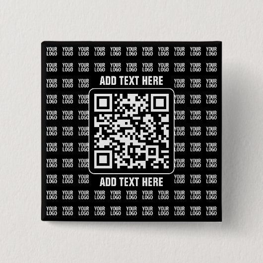 Promotionele QR-code (bewerkbaar) plus logo-patroo Vierkante Button 5,1 Cm (Voorkant)