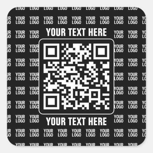 Promotionele QR-code (bewerkbaar) plus logo-patroo Vierkante Sticker (Voorkant)