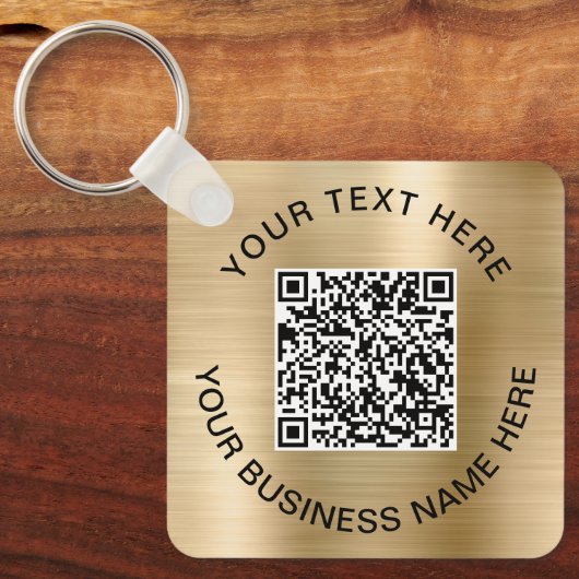 Promotionele QR-code goud Sleutelhanger (Voorkant)