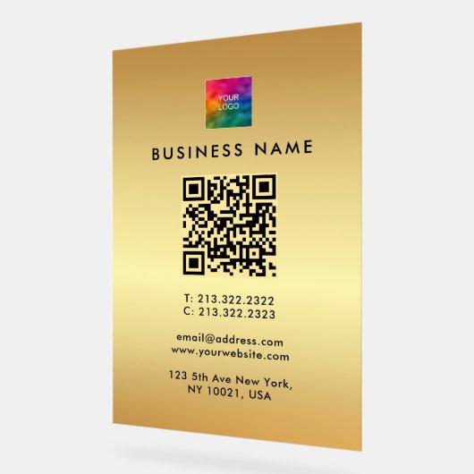 Promotionele QR Code Logo Gold Sjabloon Glam Acryl Bord (Hoek)