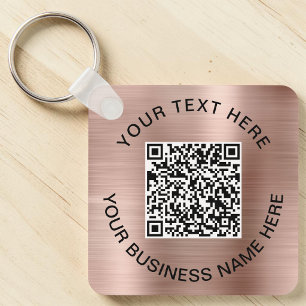 Promotionele QR-code roze goud Sleutelhanger