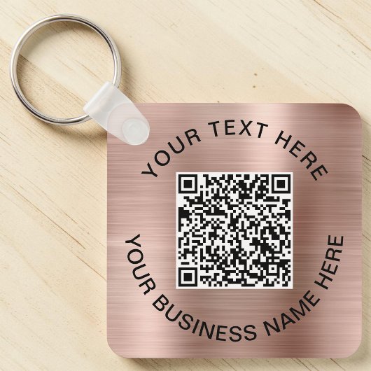 Promotionele QR-code roze goud Sleutelhanger