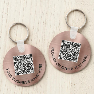 Promotionele QR-code roze goud Sleutelhanger