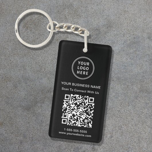 Promotionele QR-code zwart Sleutelhanger