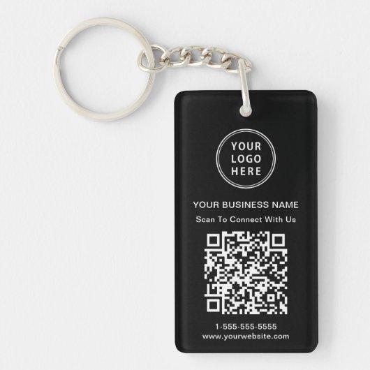Promotionele QR-code zwart Sleutelhanger (Voorkant)