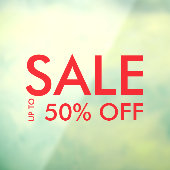 Promotionele Red Shop Sale 50% korting Raamsticker (Vel 3)