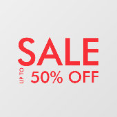 Promotionele Red Shop Sale 50% korting Raamsticker (Vel)