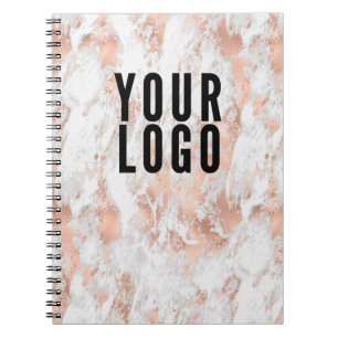 Promotionele Roze Gouden Marmer Zakelijk Logo Notitieboek