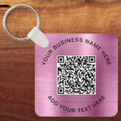 Promotionele Roze QR-code Sleutelhanger (Voorkant)