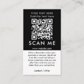 Promotionele Scan Me QR-code zwart-wit Visitekaartje (Voorkant)