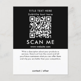 Promotionele Scan Me QR-code Zwart-wit Zakelijk Flyer