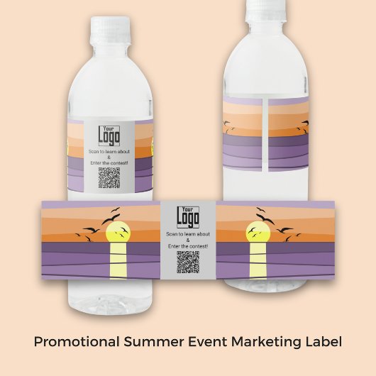 Promotionele Summer Event Marketing Logo CTA QR Waterfles Etiket