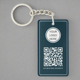 Promotionele Swag Business Logo QR Code Marine Bla Sleutelhanger