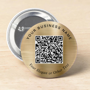 Promotionele Zakelijke QR Code Gouden Speld Ronde Button 5,7 Cm