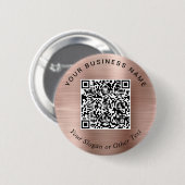 Promotionele Zakelijke QR Code Rose Goud Speld Ronde Button 5,7 Cm (Voorkant /achterkant)