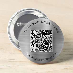 Promotionele Zakelijke QR Code Zilveren Speld Ronde Button 5,7 Cm