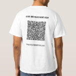 Promotionele zakelijke T-shirt Sjabloon met QR-cod<br><div class="desc">Aangepaste kleuren en lettertypen - Ontwerp uw eigen T-shirt met uw QR-code en aangepaste tekst Professioneel ontwerp Gepersonaliseerde bedrijfsnaam Website Promotie Bedrijf T-shirts of Hoodies / Gift - Uw QR-code toevoegen - Afbeelding of Logo / Naam - Bedrijf / Website of E-mail of telefoon - Contactinformatie / Adres - Formaat...</div>