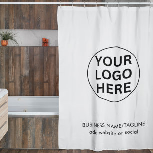 Promotionele Zwart & Wit Zakelijk Logo & Tekst Douchegordijn