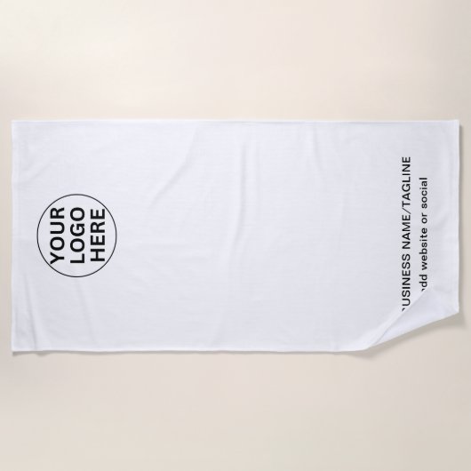 Promotionele zwart-wit zakelijke Logo & tekst Strandlaken (Voorkant)