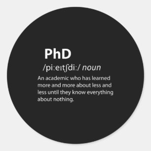 Promovendus grappige woordenboek definitie doctora ronde sticker