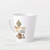 Prompt Eerst Paniek Later Grappige Ai Robot Latte Mok (Linkerhoek)